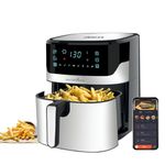 INALSA Stainless Steel Air Fryer 1600W|Smart Digital Wi-fi Connect|6.5L Capacity|8 Preset Program|2Yr Warranty|Variable Temperature Control|50+ Online Recipes|Air Fryer for Home-Sous Chef Connect