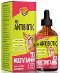 No Antibiotics for Cats – Yes Multivitamin for Cats – for Urination, Digestive & Breathing Support – Care During Allergies, UTIs & Cough – Herbal Alternative for Kittens – Drops for All Breeds – 2 Oz