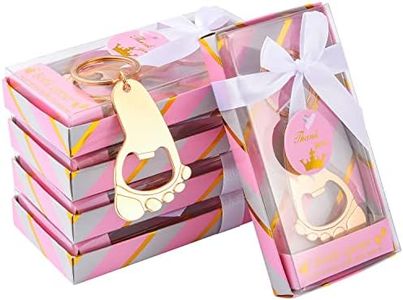 24Packs Baby Footprint Bottle Openers with Baby Shower Return Gift Boxes for Party Favors, Gifts or Decorations, Baby Girl Keepsakes for Guests (pink)