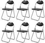 Safstar Folding Chairs Set of 6, 6 Pack Metal Folding Chairs with Padded Seat, 6-Piece Black Foldable Chairs for Reception Waiting Meeting Room Office Lobby Church, Free Assembly, 254 LBS Capacity