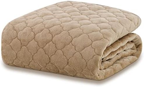 Kumori Warm Mattress Pad Flannel Microfiber Stylish Smooth Touch Bed Pad Washable Fall and Winter Mattress Pad (Queen, 63.0 x 78.7 inches (160 x 200 cm), Beige)