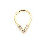 BodyJewelryOnline Pear Shaped Bendable Cut Ring with 5 CZ Lined Design for Septum, Cartilage, Tragus Made of Surgical Steel 16g