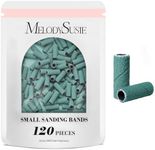 MelodySusie 120 Pcs Nail Drill Bits Small Sanding Bands for 3.1mm Mandrel Bit, 180 Fine Grit Nail File for Acrylic Nails Gel Manicures and Pedicure, Dark Green (Only Sanding Bands)