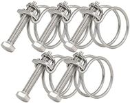 36-40mm Double Wire Hose Clamps, 201 Stainless Steel Hose Clips, Universal Plumbing Pipe Tube Fastener Adjustable Hose Hoop (Pack of 5)