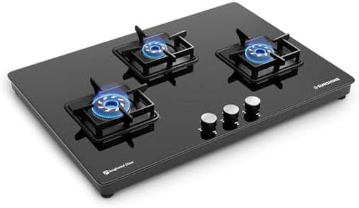 Sunshine Magnite 3 Burner | Slimmest 3 Burner Glass Gas Stove | Hob Top Cooktop | Tempered Glass, 360° Rotating Brass Gas Nozzle | Manual Ignition | LPG Ready & PNG Compatible (Premium - Black)