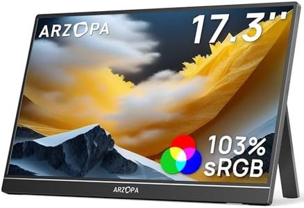 ARZOPA 17.3" Portable Monitor, 1080P FHD 103% sRGB IPS Gaming Monitor Laptop Monitor with Built-in Kickstand HDMI USB C External Screen for PC Mac Phone Xbox Switch PS5 - A1M