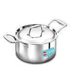 Hawkins 3 Litre Pro TriPly Stainless Steel Milk Pan with Stainless Steel Lid, Milk Pot, Sauce Pan, Silver (PSMP30S)