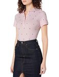 Nautica Women's Classic Fit Striped V-Neck Collar Stretch Cotton Polo Shirt, Cradle Pink, X-Small