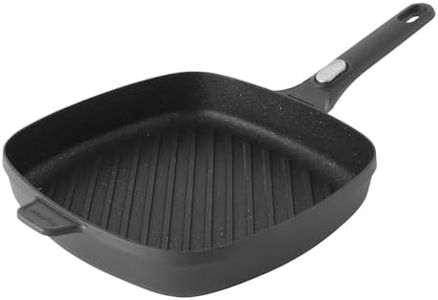 BergHOFF GEM Non-stick Cast Aluminum Grill Pan 11" 3.4 qt. Square Stay-cool, Detachable Handle Ferno-Green, PFOA Free Coating Induction Cooktop Fast Heating Oven Safe