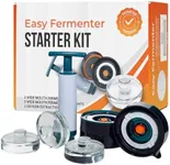 Easy Fermenter Fermentation Starter Set, Includes 3 Airlock Fermentation Lids and 3 Glass Weights, Sauerkraut Fermenting Kit for Wide Mouth Mason Jar, Pickles, Vegetables, & Kimchi Making Kit