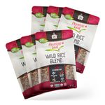 Pack of 6 x 400g Wild Rice Blend with Long Grain Brown Rice, Chusei Calrose Rice, Riceberry Rice, Black Rice, Kow Mun Red Jasmine Rice, Non Gluten, Non-GMO, Kosher and Vegan - Floating Leaf