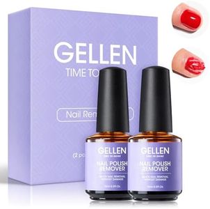Gellen Gel Nail Polish Remover, 2Pcs Gel Polish Remover for Nails with Cuticle Pusher and Cuticle Oil, Quick & Easy Nail Gel Remover in 2-5 Minutes, No Need Soaking Or Wrapping 15ml 0.5fl.oz