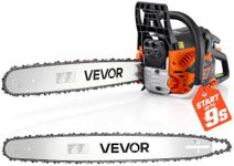 VEVOR Gas Chainsaw, 62CC 3.8HP 2-Cycle, 20 & 22 Inch Gas Powered Chain Saw | For Tree Wood Branch Cutting and Land Clearing, Throttle-Synced Choke & Dual Tanks, Power Chain Saw with Non-Slip Handle