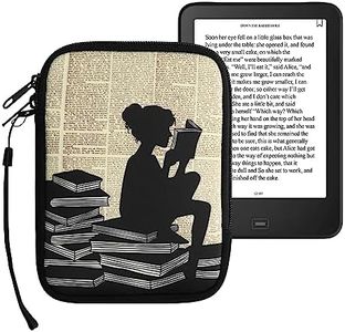 kwmobile Neoprene e-Reader Pouch Size 6" eReader - Universal eBook Sleeve Case with Zipper, Wrist Strap - Black/Beige