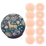 PLUMBURY 5 Pair Women Reusable Nipple Cover Silicone Adhesive Stick-on Bra Pad Petals/Sticker/Pasties with Metal Box Beige