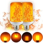 Golspark LED Flame Effect Light Bulb 7 Watt Standard E26 Base Flickering Fire Light Halloween Christmas Holiday Atmosphere Decorative Lamp 4 Mode Type, 2 Pack