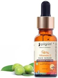 Pilgrim 15% Vitamin C Serum 20ml For Glowing Skin | Advanced Formulation With Ferulic Acid & Vitamin E |Reduces Dark Spots, Pigmentation |For All, Oily, Combination, Normal Skin |Men, Women