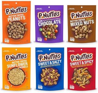 P-Nuttles Butter Toffee Snack Mix, Variety Pack (Pack of 6) - Mixed Nuts 4oz, Peanuts 5.25oz, Sweet & Spicy Mix 5oz, Sweet & Salty Mix 5oz, Sunflower Kernels 4.9oz & Peanuts Plus Chocolate 4.25oz