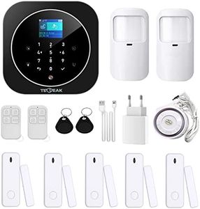 TecPeak - Sistema de Alarma doméstica sin Cables, Kit de Alarma WiFi/gsm con Seguridad Sirena Que Proporciona un Modo Altamente eficaz para Proteger tu hogar y Oficina (A1 Negro).