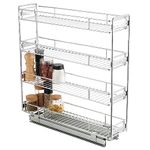 OCG 4-Tier Pull Out Kitchen Cabinet Spice Rack Holder Shelves (5" W x 21" D), Slide Out Slim Storage Wire Baskets for Storage Organization, Narrow Pull Out Storage for Narrow Space