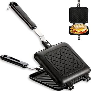 ZOOFOX Sandwich Maker, Grilled Sandwich and Panini Maker Pan with Non-Stick Plates, Stovetop Toasted Sandwich Toaster Aluminum Flip Pan for Home Kitchen, 5.9'' L x 14.2'' H