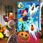 FINGOOO Halloween Bean Bag Toss Game with 4 Bags Witch Ghost Pumpkin Bean Throwing Game for Kids