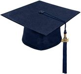CLERKMANS Navy High School Graduation Cap & 2021 Tassel - Matte Fabric