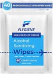 FLYGIENE - 70% Alcohol Travel Wipes - Premium On-the-Go Unscented Wet Hand Wipes - Convenient Travel Hand Wipes - Perfect for Daily Use & Travel Hygiene - Easy to Carry and Effective(40 Pieces)