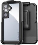 Encased Waterproof Belt Case Designed for Samsung Galaxy S24 Plus - Full Body Protective Case with Screen Protector Built-in with Holster Clip (Clear/Black) (S24+)