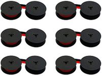 Printerfield 6 Pcs Replacement Typewriter Ink Spool Ribbon for Olivetti GR 4/GR 8 Black Red