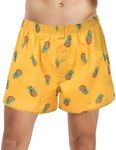 CINVIK Mens Boxers 100% Cotton Soft Fun Boxer Loose Pajama Plaid Sleep Shorts Male Breathable Short Leg Funny Boxers for Men, 1pcs-sunglasses Pineapple, Small