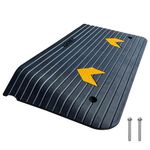 F COME Rubber Threshold Ramp, 3" Rise Doorway Wheelchair Ramp, Recycled Rubber Power Curb Ramp Rated 44092Lbs Load Capacity, Non-Slip Textured Surface Rubber Ramp for Wheelchair Car Scooter(RTR75)