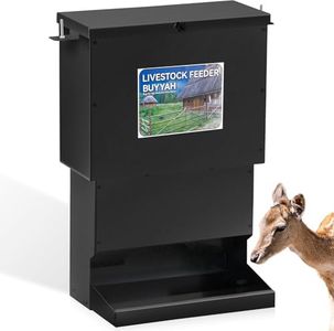 BUYYAH Heavy Duty Deer Feeder Box, Tree Protein Feeder, Gravity Deer Feeder Automatic Dispenser Feeds Protein and Corn, Wildlife Feeder, Black