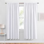 PONY DANCE White Curtains Decoration - Bedroom White Rod Pocket Top Drapes Solid Soft Window Treatments Panels Half Light Block Living Room, 42 in Wide 72 in Drop, Pure White, Double Pcs