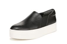 Vince Women's Warren Slip on Platform Sneaker, Black Leather, 7 UK