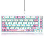 Fogruaden Wired 75% Percent Mechanical Keyboard, RGB Backlit 75 Percent Gaming Keyboard, Gasket Mount TKL Mechanical Keyboard,Hot Swappable Red Switch, NKRO Compact Pink Keyboard with Volume Knob