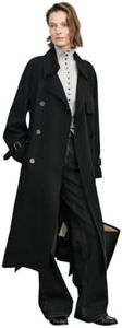 Double-Breasted Trench Coat Minimalist Long Belted Outwear Jacket