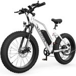 Vipdrive Electric Bike for Adults, Peak 750W Fat Tire Electric Bike with 48V 13Ah Removable Battery, 34km/h Ebike 40-80km Range 26" Electric Bike, 7 Speed Commuter E Bike Men Women (White)