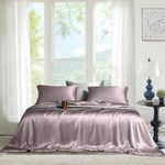 THE LINEN COMPANY 100% Bamboo 300 TC Super King Bedsheet with 2 Pillow Covers Suitable for Living Room and Hotel (108" x 120", Lilac)