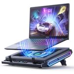 llano V10 Gaming Laptop Cooler, RGB Laptop Cooling Pad Stand with Powerful 4.72 Inch External Turbo Cooling Fan, Fast Cooling Computer 13-17.3in, Button Control, 3 Adjustable Stand, 4-Port USB C&A