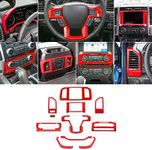 Hoolcar Interior Center Console Dashboard Navigation Trim Cover Kit ABS Accessories for 2015-2020 Ford F150, Red