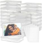 Bright Creations 24 Photo Storage Boxes for 4x6 Pictures, Photo Organizer Storage Containers with 40 Blank Labels (Clear, 64 Total Pieces)