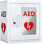 NLShan AED Cabinet Wall Mounted Defibrillator Cabinet, PVC Clear Window Storage Cabinet with Handle, Fit All Brand AED, 14.2 x 7.9 x 15.8 Inch