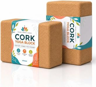 wimwum Cork Yoga Blocks 2 Pack, 9x6x3 Inch Natural High Density Non-Slip Yoga Brick for Pilates, Stretching, Balance and Flexibility