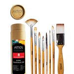 ARTIOS Paint Brush Set - Handmade Professional Artist Painting Brush Set for Acrylic, Watercolor, & Gouache Painting with Brush Holder - Cruelty-Free (8 Assorted Brushes), Wood, Synthetic