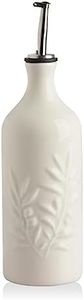 Sweejar Home Ceramic Olive Oil Dispenser Bottle, 570ml Relief Opaque Oil Cruet Protects Oil To Reduce Oxidation, Suitable For Storage Of Oil, Vinegar, Soy Sauce, Coffee Syrup, Liquids (Beige)