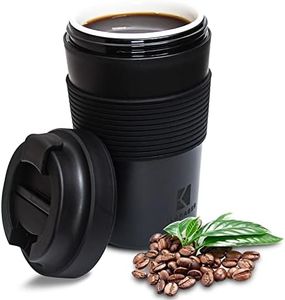Klaraber Ceramic Travel Mug with Lid, Personalised Travel Mug, Portable Ceramic Cup with Lid, Leakproof Ceramic Lined Coffee Cup Travel Mug, Reusable Coffee Cup, 350ml / 12oz (Black)
