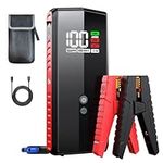 VANTRUE 3000A Jump Starter Power Pack, Car Battery Booster Jump Starter for 12V Vehicles 7.5L Gas/6.0L Diesel, 20000mAh Portable Jump Starter Jump Leads with LCD Screen and LED Flashlight QC3.0, JS1