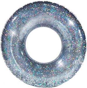 PoolCandy Inflatable Silver Glitter 48" Swim Ring Pool Tube