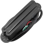 Musiclily Basic Hot Rails Ceramic Single Coil Sized Humbucker Pickup for Strat Style Electric Guitar, Black Body with Black Rails